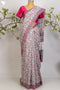 Kota Doria Saree in a Pink Floral Hand Block Print
